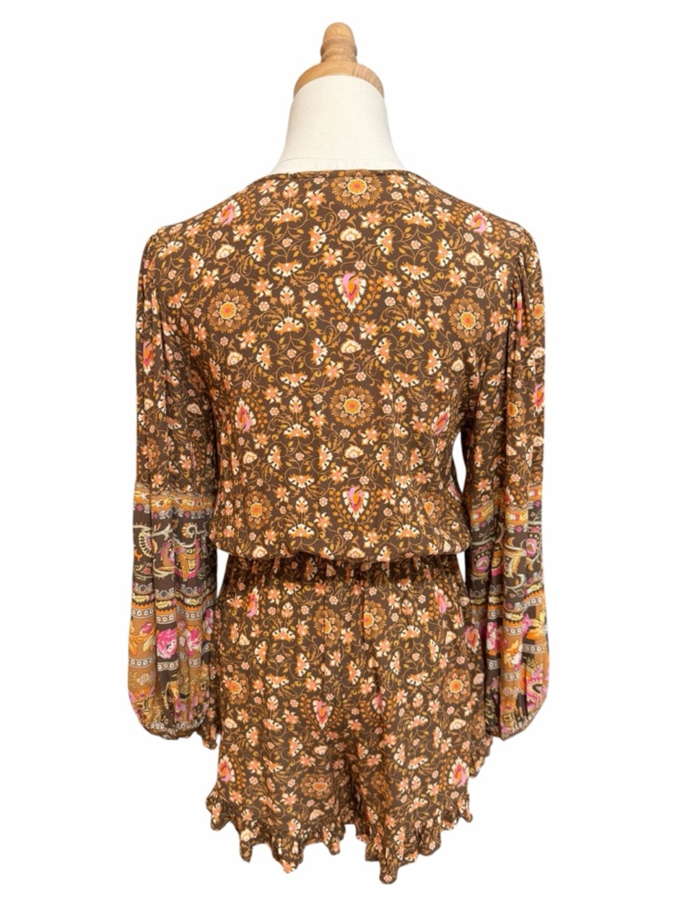 SPELL Madame Peacock Romper Coffee Floral Size Small - Picture 9 of 12